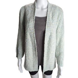 Pure Jill Mint Green Open Front Cardigan Cotton/Poly Blend Loose Knit Sz S